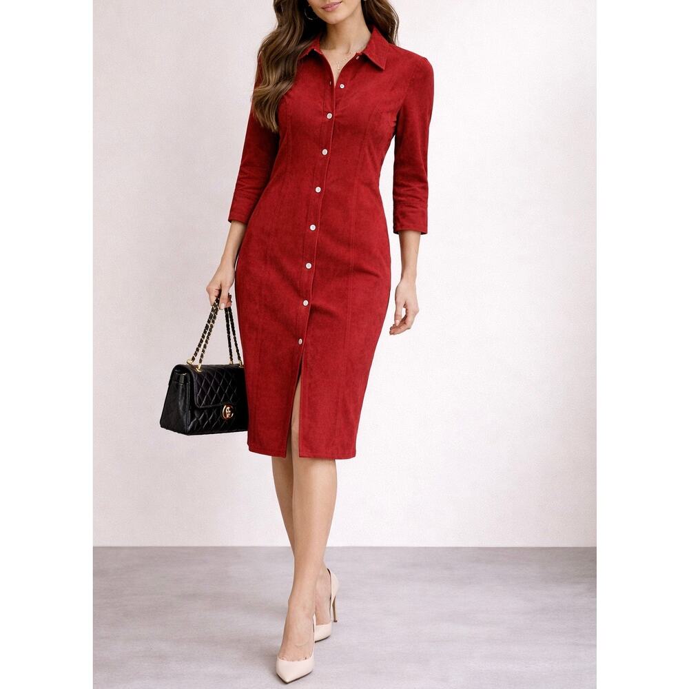 Elegant Red Midi Dress